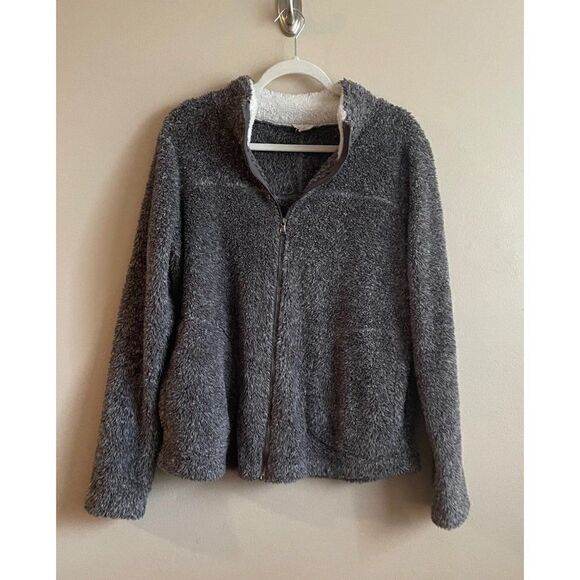 Hem & Thread grey faux fur fuzzy jacket - Picture 1 of 9